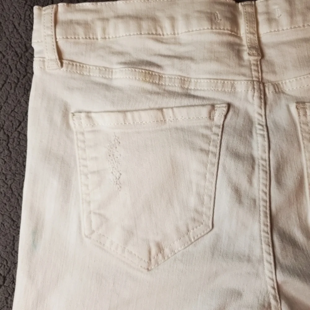 Free People Off White High Rise Raw Hem Jeans